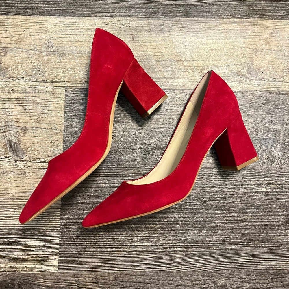 Marc Fisher Zala Red Suede Block Heel 6.5 - image 1
